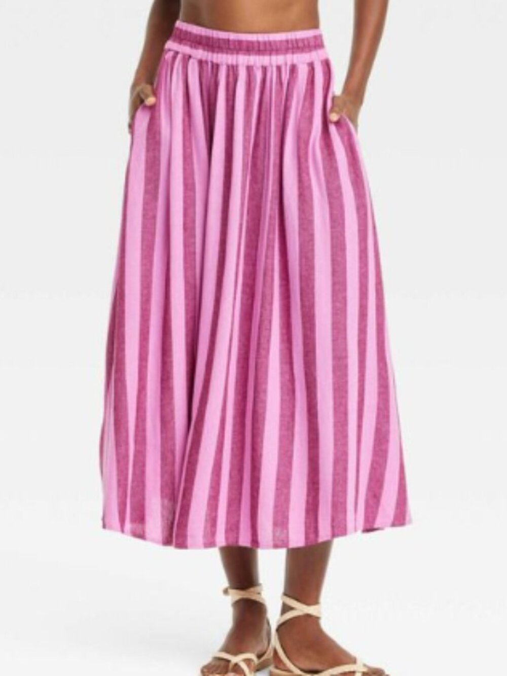 Large Target Linen Skirt - A New Day Beach Bungalow Linen Midi Picnic Skirt